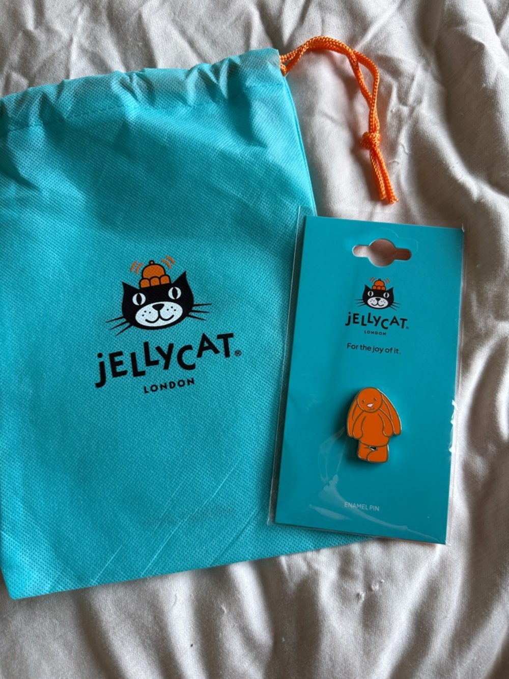 Jellycat Orange Bashful Bunny Enamel Pin with Dust Bag